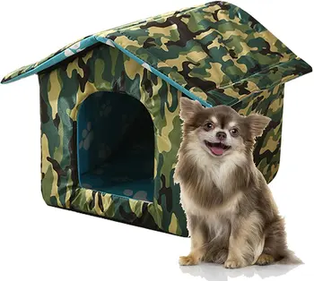 Pat House for Outdoor Winter Proof | Котешки къща, градинска всепогодная клетка за зайци, Компактен водоустойчив уличен къщичка за котки и кучета